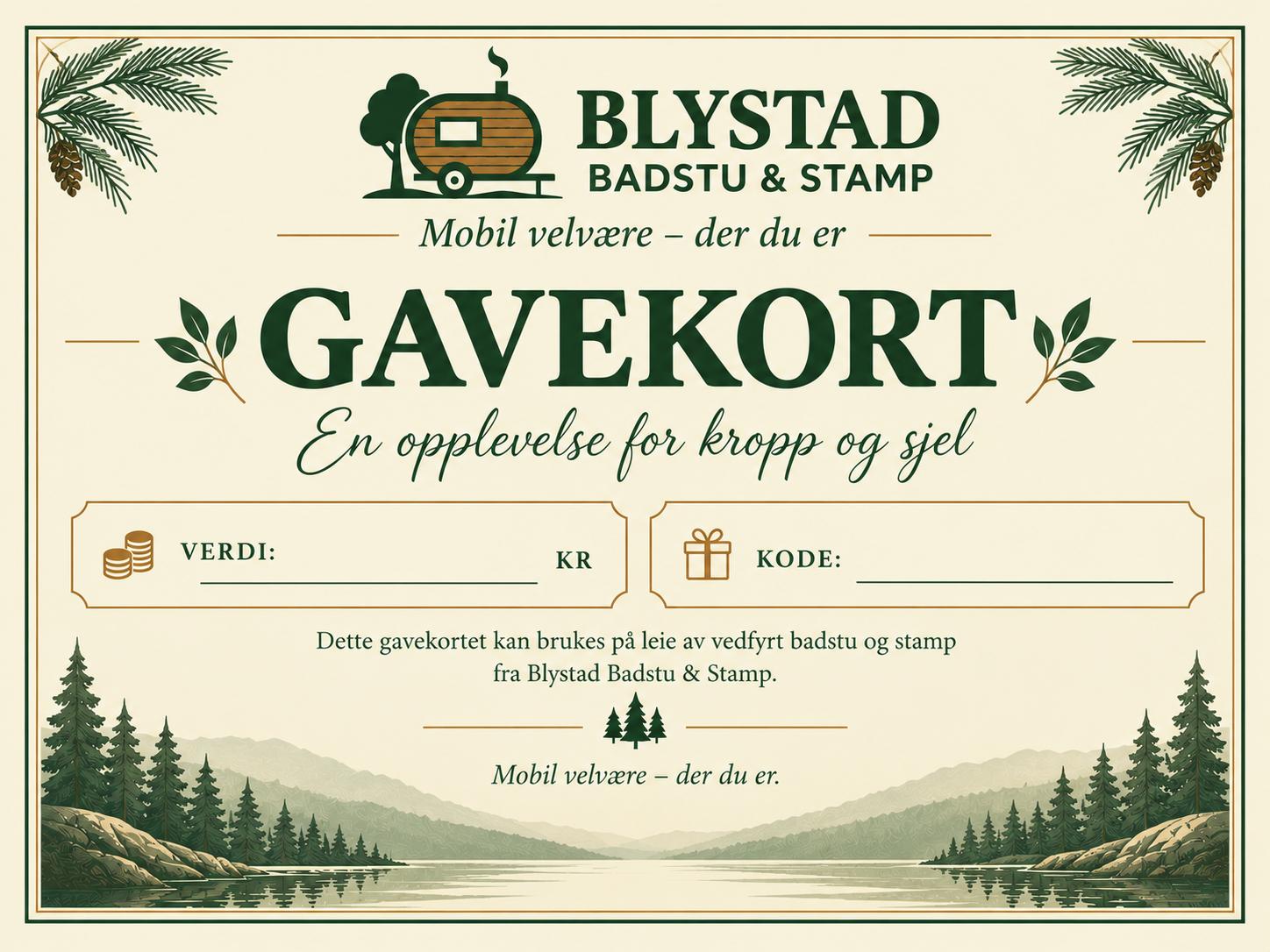 Gavekort fra Blystad Badstu & Stamp